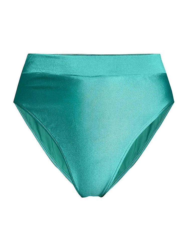 Satin High-Leg Bikini Bottom