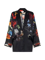 Relaxed Floral Silk Suit Jacket