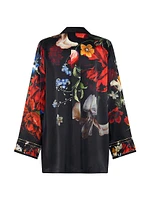 Relaxed Floral Silk Suit Jacket