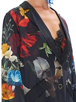 Relaxed Floral Silk Suit Jacket