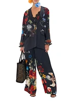 Relaxed Floral Silk Suit Jacket