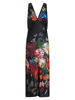 Floral Silk V-Neck Slipdress