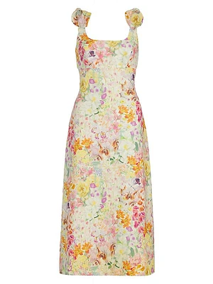 Harmony Linen Floral Midi-Dress