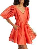 Tranquility Linen-Silk Flounce Minidress