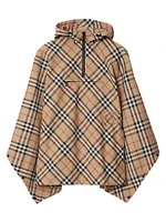 Check Nylon Hooded Poncho