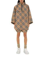 Check Nylon Hooded Poncho