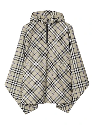 Check Nylon Hooded Poncho