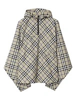 Check Nylon Hooded Poncho