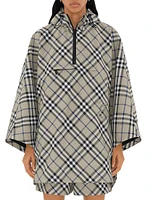 Check Nylon Hooded Poncho