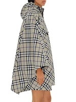 Check Nylon Hooded Poncho