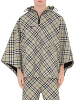 Check Nylon Hooded Poncho