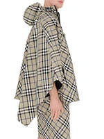 Check Nylon Hooded Poncho