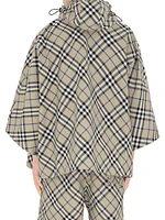 Check Nylon Hooded Poncho