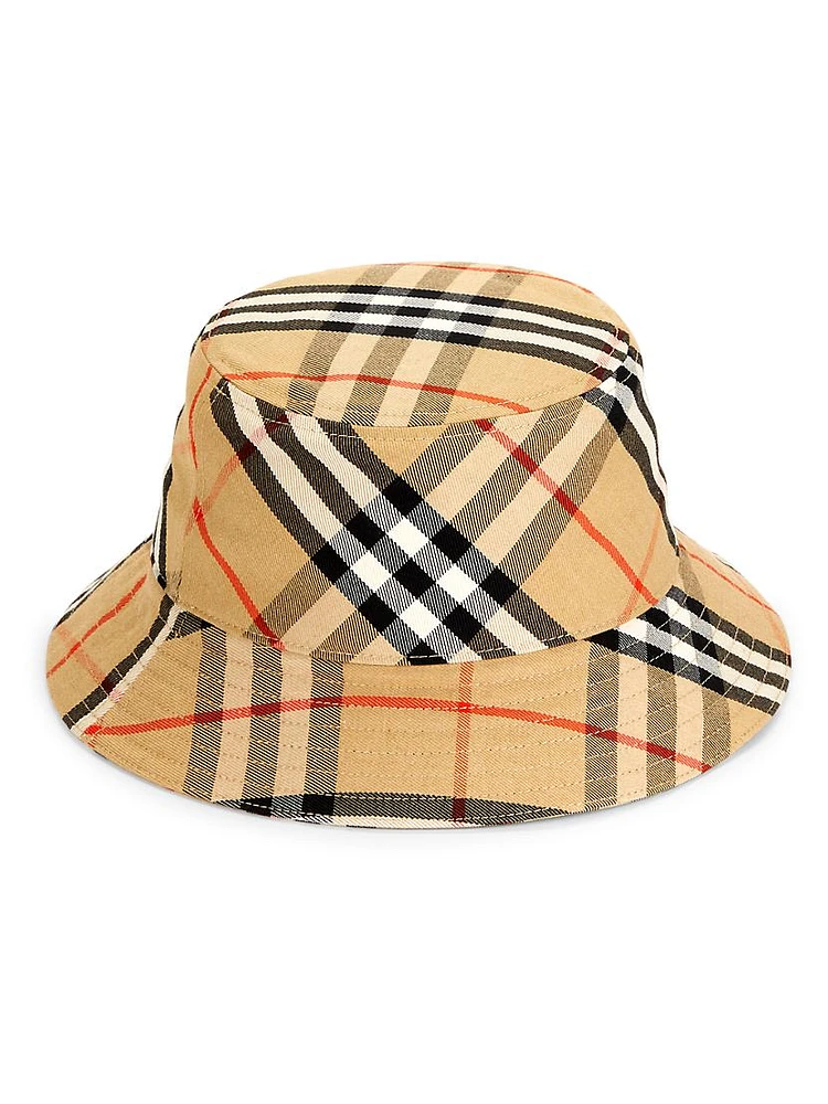 Equestrian Knight Design Check Bucket Hat