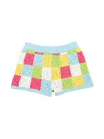 Little Girl's Check Knit Shorts