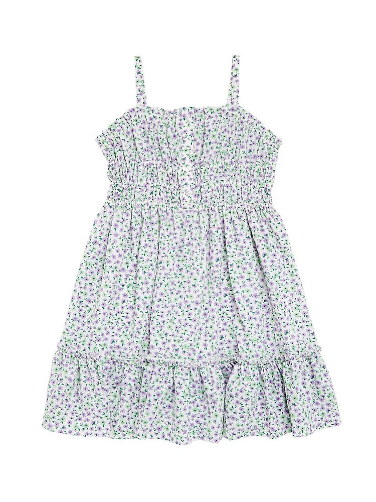 Girl's Floral Print Sleeveless Dress