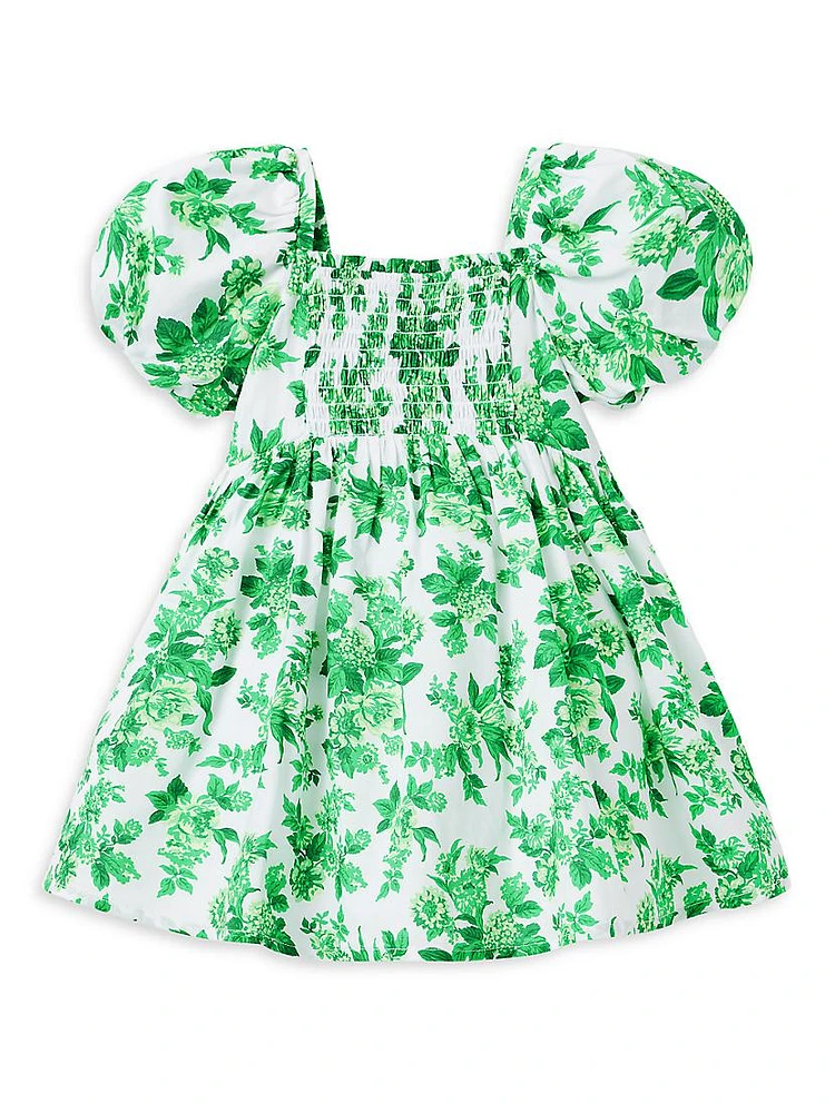 Little Girl's & Floral Print Puff-Sleeve Dress