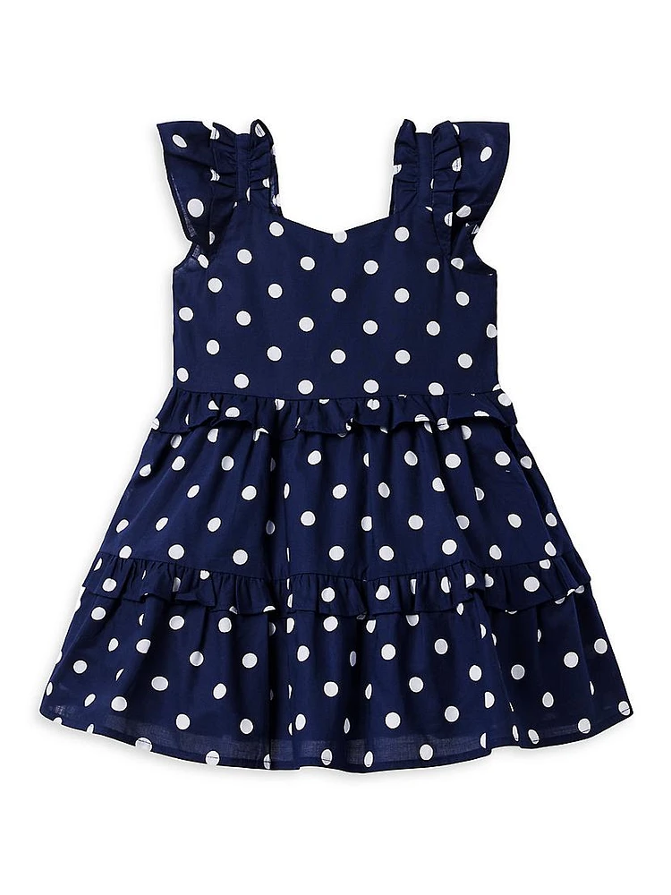 Baby Girl's & Little Polka Dot Print Tiered Dress