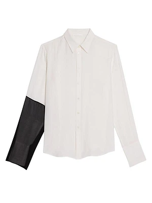 Silk Button-Front Shirt