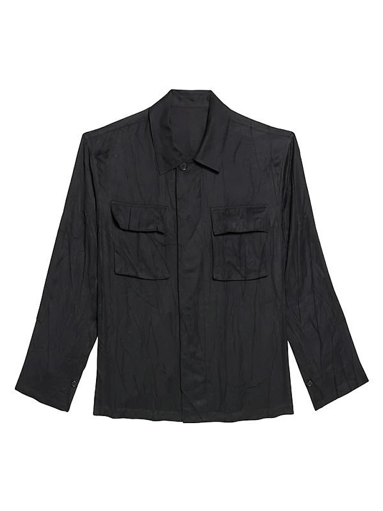 Crushed Relaxed-Fit Shirt Jacket