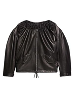 Ruched Leather Jacket