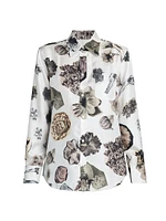 Printed Silk Button-Front Shirt