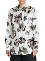 Printed Silk Button-Front Shirt