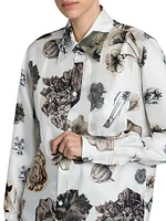 Printed Silk Button-Front Shirt