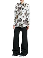 Printed Silk Button-Front Shirt