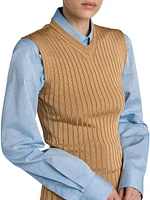 Rib-Knit Long Sweater Vest