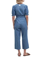 Berkley Belted Cotton Chambray Crop Jumpsuit