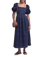 Macy Checkered Cotton Midi-Dress