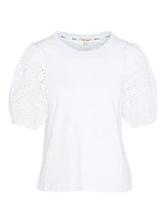 Longfield Eyelet-Embroidered Slubbed Cotton Top