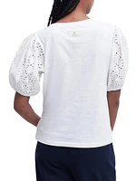 Longfield Eyelet-Embroidered Slubbed Cotton Top