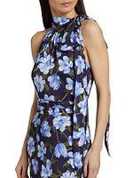 Kayla Floral Crinkle Georgette Sleeveless Gown