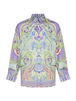 Graphic Silk Button-Front Shirt