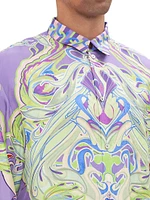 Graphic Silk Button-Front Shirt