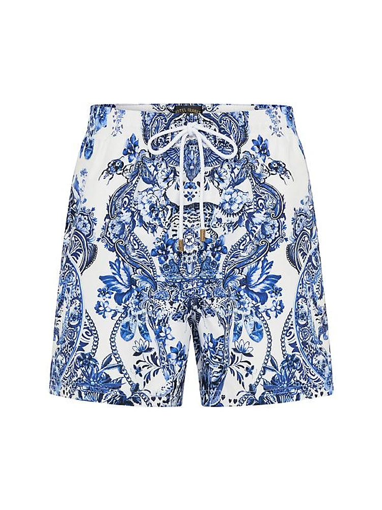 Mid-Length Damask Board Shorts