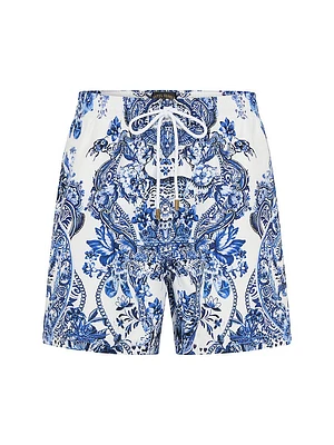 Mid-Length Damask Board Shorts