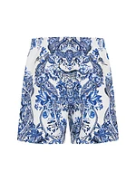 Mid-Length Damask Board Shorts