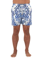 Mid-Length Damask Board Shorts