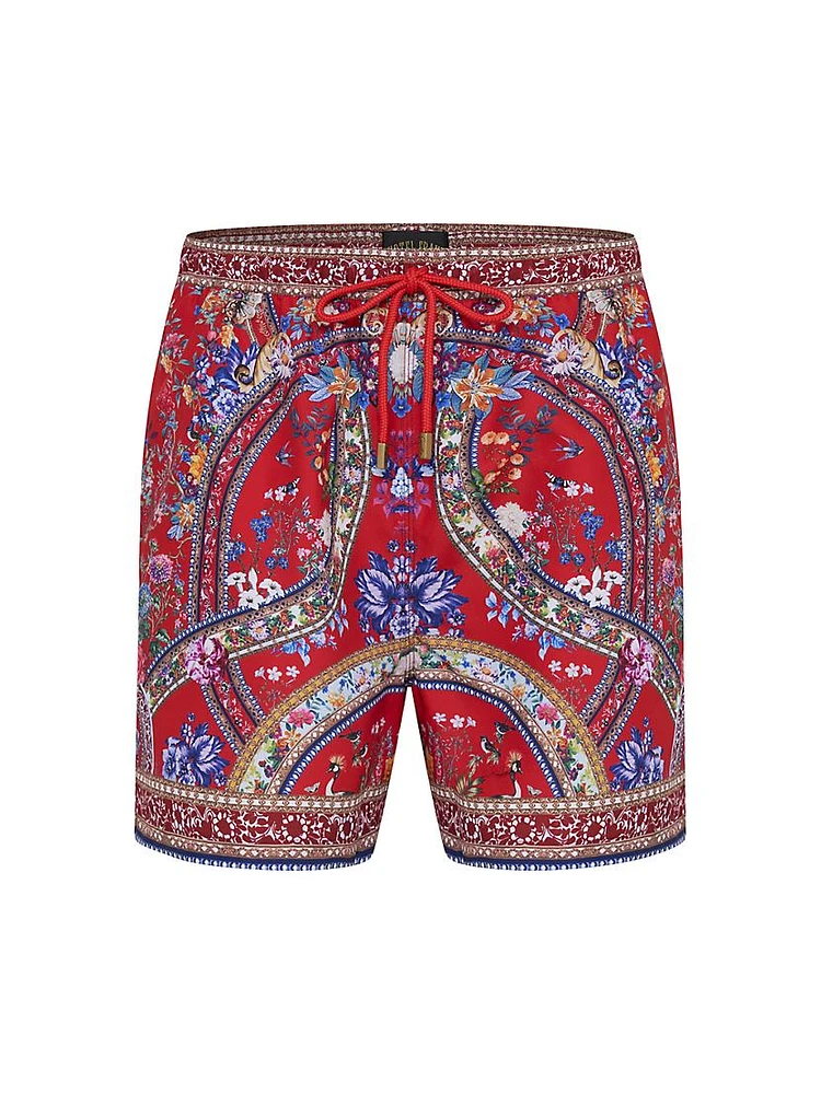 Mid-Length Printed Board Shorts