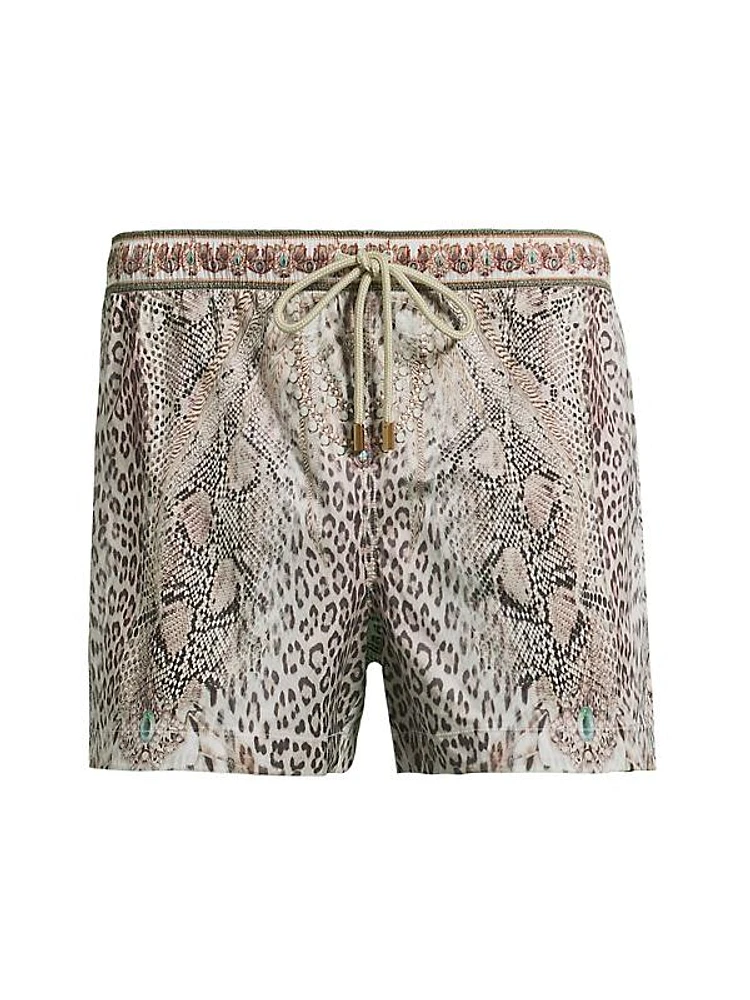 Looking Glass Houses Animal Drawstring Swim Shorts