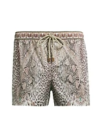 Looking Glass Houses Animal Drawstring Swim Shorts