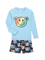 Baby Boy's, Little Boy's & Boy's Smiley Rainbow Rashguard Swim Top