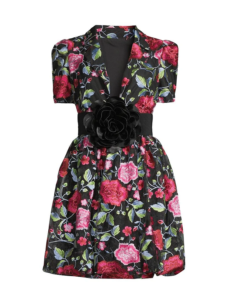 Floral Rosette Belt Blazer Minidress