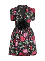 Floral Rosette Belt Blazer Minidress