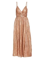 Fanny Metallic & Lace Sleeveless Midi-Dress