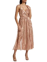 Fanny Metallic & Lace Sleeveless Midi-Dress