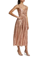 Fanny Metallic & Lace Sleeveless Midi-Dress